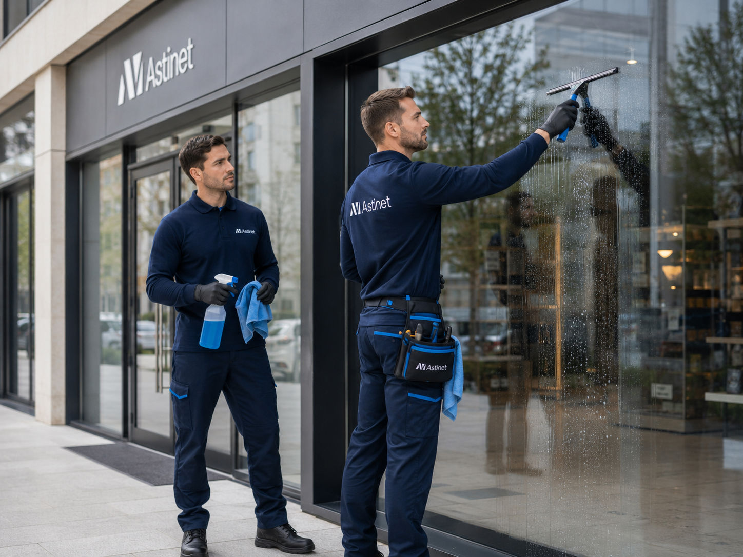 Nettoyage de vitrine de commerce à Caen par Astinet